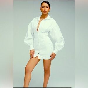 Mistress Rocks Loyalty White Fitted Shirt Mini Dress